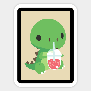 Cute Baby Dinosaur drinks Shake Sticker